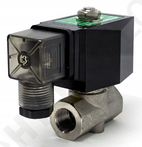 Elektrozawór wysokociśnieniowy 150bar 3/8" NC SS304 PEEK nierdzewny 24VDC
